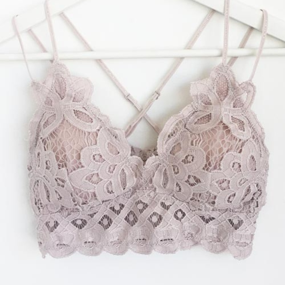 XOXO Scalloped Lace Bralette - Violet Grey